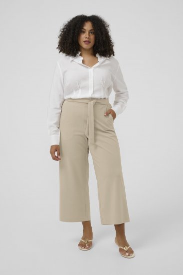 Kaffe Curve Pheolo Cropped Pants Feather Grey - Pantalones de tela - 