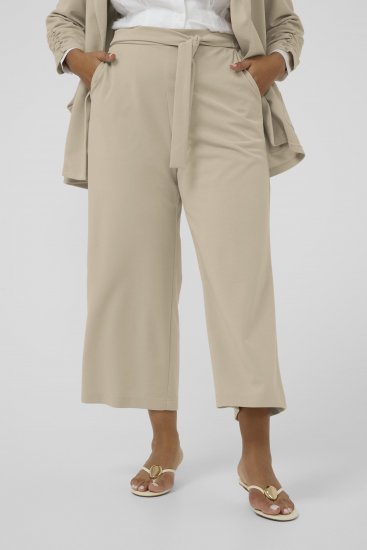 Kaffe Curve Pheolo Cropped Pants Feather Grey - Pantalones de tela - 