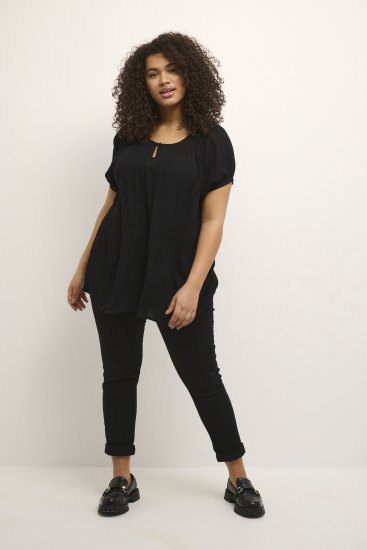 Kaffe Curve Ami Manga corta Blusa Negro intenso - Camisetas - 