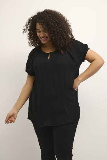 Kaffe Curve Ami Manga corta Blusa Negro intenso - Camisetas - 