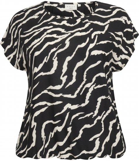 Kaffe Curve Sonna Stanley Top Negro/Antique Estampado de cebra - Camisetas - 