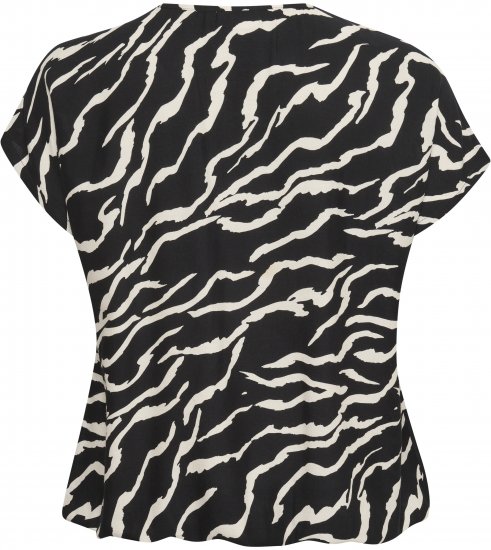Kaffe Curve Sonna Stanley Top Negro/Antique Estampado de cebra - Camisetas - 