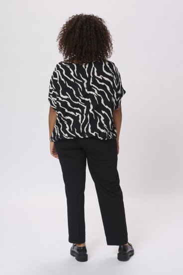 Kaffe Curve Sonna Stanley Top Negro/Antique Estampado de cebra - Camisetas - 
