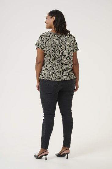 Kaffe Curve Sonna Stanley Top Negro intenso/Blanco antiguo estampado - Camisetas - 