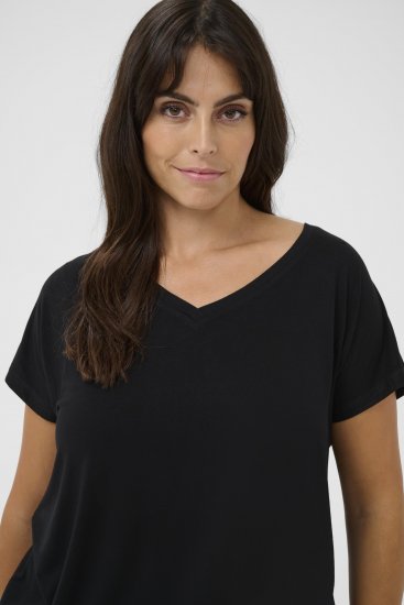Kaffe Curve Jena V-Neck Camiseta Negro intenso - Camisetas - 