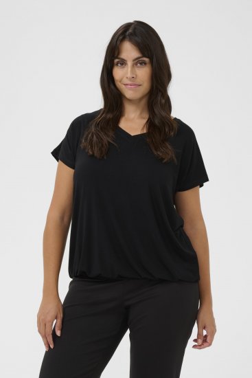 Kaffe Curve Jena V-Neck Camiseta Negro intenso - Camisetas - 