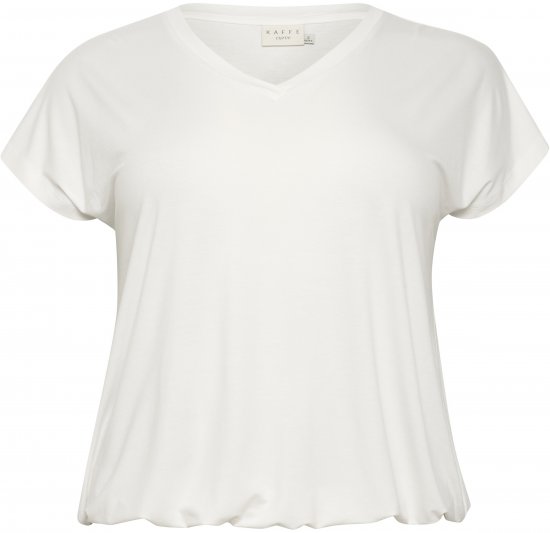 Kaffe Curve Jena V-Neck Camiseta Chalk - Camisetas - 