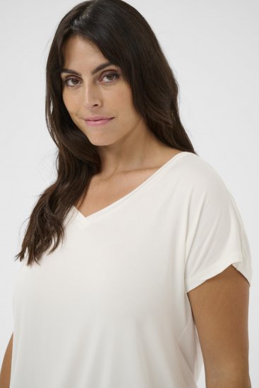 Kaffe Curve Jena V-Neck Camiseta Chalk - Camisetas - 