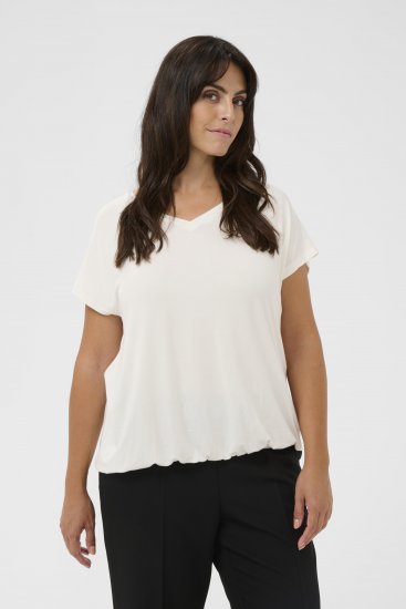 Kaffe Curve Jena V-Neck Camiseta Chalk - Camisetas - 