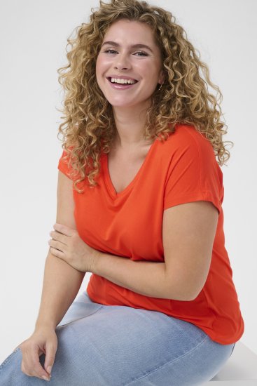 Kaffe Curve Jena V-Neck T-Shirt Grenadine Red - Camisetas - 