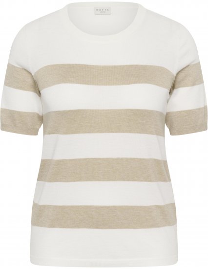 Kaffe Curve Lizzy Striped Pullover Chalk/Feather Grey Bold Stripe - Camisetas - 