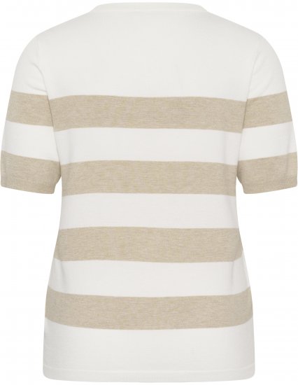 Kaffe Curve Lizzy Striped Pullover Chalk/Feather Grey Bold Stripe - Camisetas - 