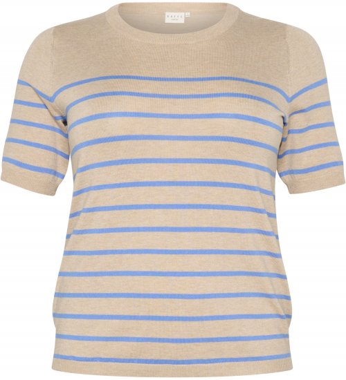 Kaffe Curve Lizzy Jersey a rayas Beige/Azul - Camisetas estampadas para mujer - 