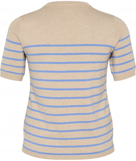 Kaffe Curve Lizzy Jersey a rayas Beige/Azul - Camisetas estampadas para mujer - 