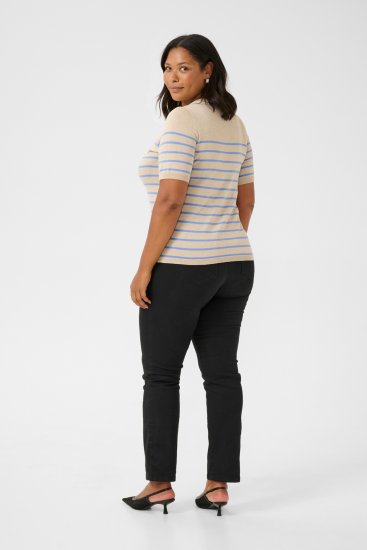 Kaffe Curve Lizzy Jersey a rayas Beige/Azul - Camisetas estampadas para mujer - 