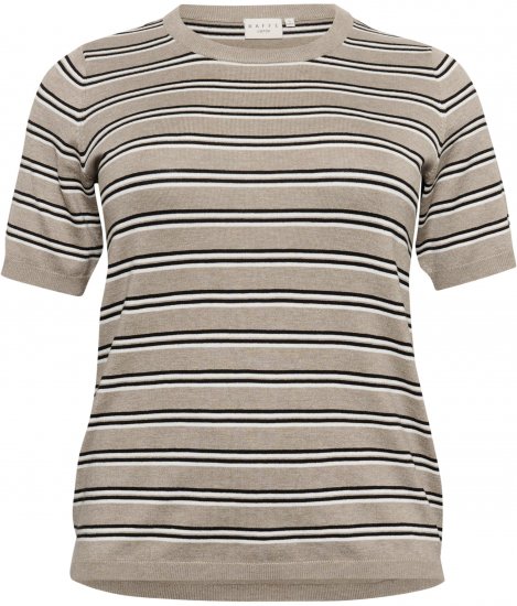 Kaffe Curve Lizzy Jersey a rayas Beige/Negro - Camisetas estampadas para mujer - 