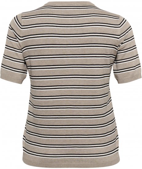 Kaffe Curve Lizzy Jersey a rayas Beige/Negro - Camisetas estampadas para mujer - 