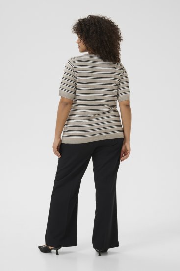 Kaffe Curve Lizzy Jersey a rayas Beige/Negro - Camisetas estampadas para mujer - 