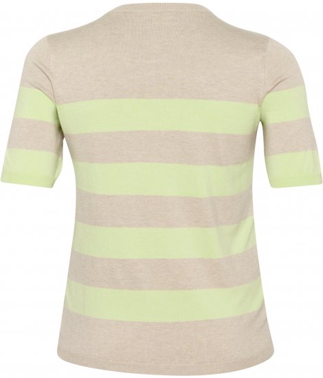 Kaffe Curve Lizzy Jersey a rayas Beige/Verde - Camisetas estampadas para mujer - 