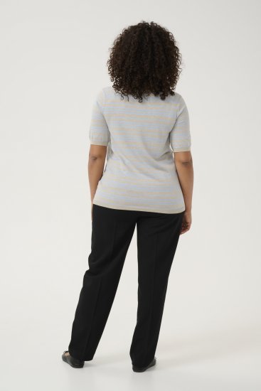 Kaffe Curve Lizzy Jersey a rayas Beige/Azul suave - Camisetas estampadas para mujer - 