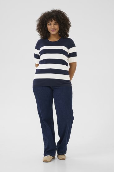 Kaffe Curve Lizzy rayad Jersey Midnight/Chalk raya - Camisetas - 