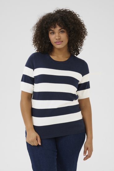 Kaffe Curve Lizzy rayad Jersey Midnight/Chalk raya - Camisetas - 