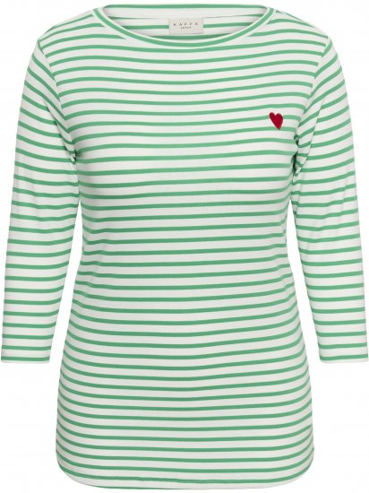 Kaffe Curve Lia Boatneck 3/4 T-Shirt Chalk/Bright Green - Camisetas y tops - 
