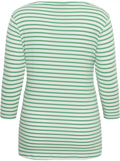 Kaffe Curve Lia Boatneck 3/4 T-Shirt Chalk/Bright Green - Camisetas y tops - 