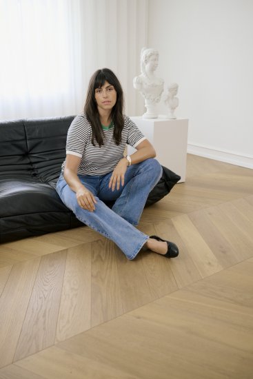 Kaffe Curve Lizzy Knit T-Shirt Chalk/Black Fine Stripe - Camisetas - 