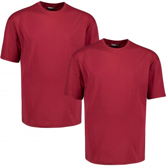 Adamo 129420 Comfort Fit Twin Pack T-Shirt Red - Camisetas sin estampado - Camisetas sin estampado - 2XL-14XL
