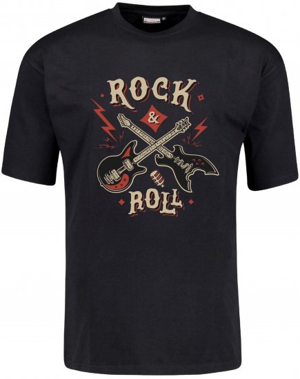 Adamo Rock and Roll Comfort Fit T-Shirt Black - Camisetas con estampado - Camisetas con estampado - 2XL-8XL