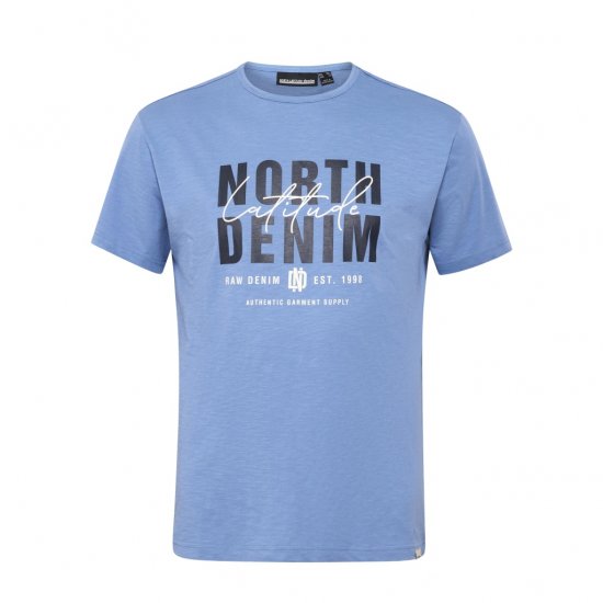 North Latitude Denim Printed Logo T-Shirt Dusty Blue - Camisetas - Camisetas - 2XL-14XL