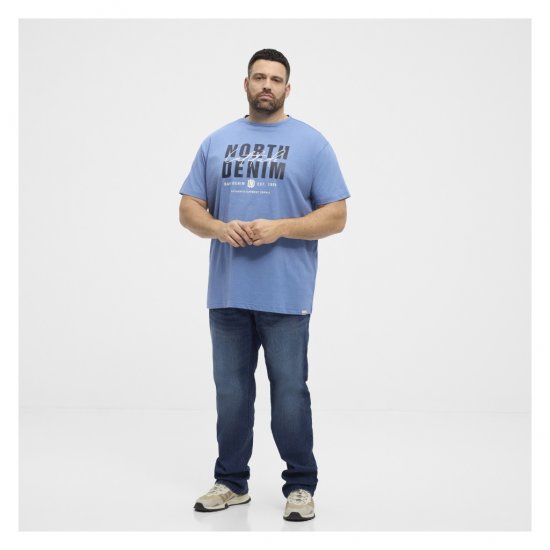 North Latitude Denim Printed Logo T-Shirt Dusty Blue - Camisetas - Camisetas - 2XL-14XL