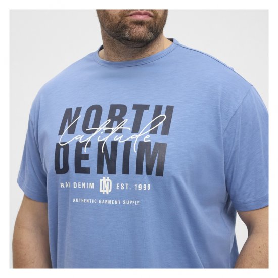North Latitude Denim Printed Logo T-Shirt Dusty Blue - Camisetas - Camisetas - 2XL-14XL