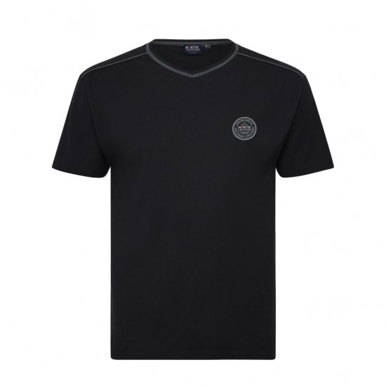 North Latitude Pyjama T-Shirt V-Neck Short Sleeve Black - Pijamas/ropa de estar en casa - Pijamas/ropa de estar en casa 2XL-10XL