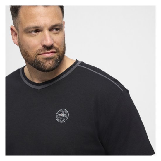 North Latitude Pyjama T-Shirt V-Neck Short Sleeve Black - Pijamas/ropa de estar en casa - Pijamas/ropa de estar en casa 2XL-10XL