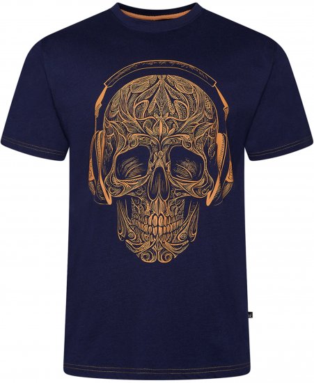Kam Jeans 5795 Skull Printed T-Shirt Navy - Camisetas con estampado - Camisetas con estampado - 2XL-8XL