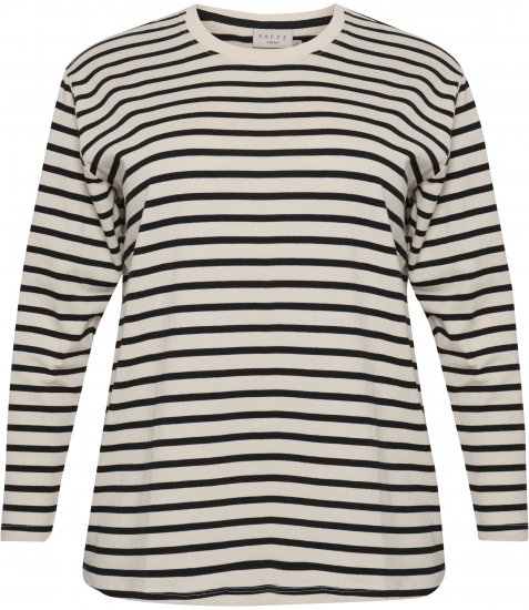 Kaffe Curve Winni Manga larga Camiseta Blanco antiguo/Negro raya - Camisetas - 
