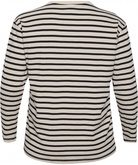 Kaffe Curve Winni Manga larga Camiseta Blanco antiguo/Negro raya - Camisetas - 
