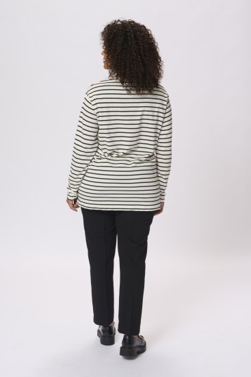 Kaffe Curve Winni Manga larga Camiseta Blanco antiguo/Negro raya - Camisetas - 