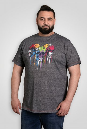 D555 Coalville T-Shirt Skulls with Colored Drips Navy Twist - Camisetas - Camisetas - 2XL-14XL