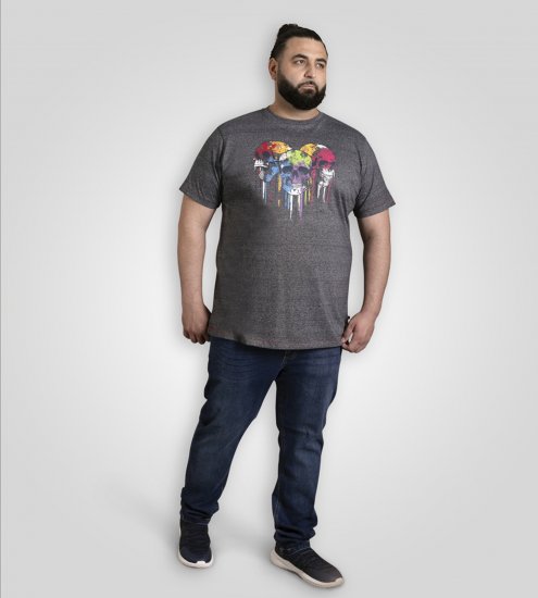 D555 Coalville T-Shirt Skulls with Colored Drips Navy Twist - Camisetas - Camisetas - 2XL-14XL