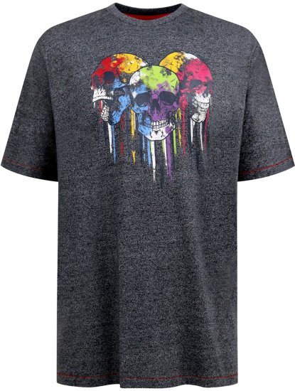 D555 Coalville T-Shirt Skulls with Colored Drips Navy Twist - Camisetas - Camisetas - 2XL-14XL