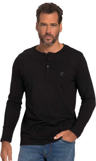 JP1880 Henley T-Shirt Long Sleeve Black TALL - ROPA DE HOMBRE MT-6XLT - Tamaños de talle alto