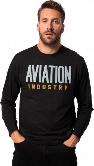 JP1880 T-Shirt Long Sleeve Aviation Black TALL - ROPA DE HOMBRE MT-6XLT - Tamaños de talle alto