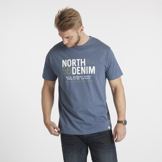 North Latitude Denim Printed T-Shirt Blue Melange TALL - TALL camisas - Camisetas para hombres altos