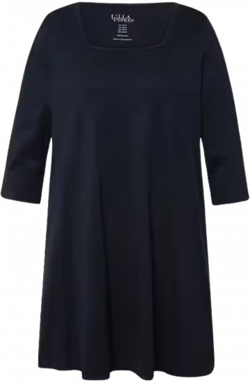 Ulla Popken Square Neckline Knit Swing A-line Pocket Tunic Navy Blue - Camisetas - 
