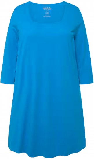 Ulla Popken Square Neckline Knit Swing A-line Pocket Tunic Light Azure - Camisetas - 