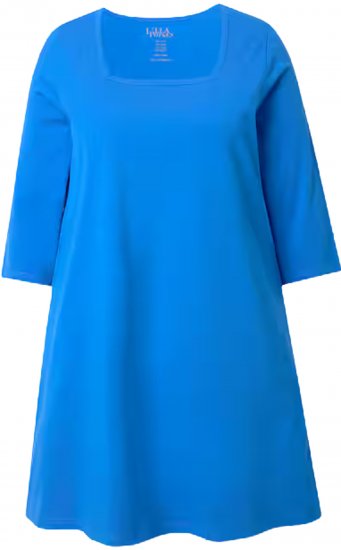 Ulla Popken Square Neckline Knit Swing A-line Pocket Tunic Lapis Blue - Camisetas - 