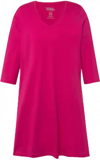 Ulla Popken V-Neck Swing A-line Hem Cotton Knit Tunic Fuchsia Pink - Camisetas - 